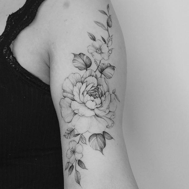 peony tattoo on arm